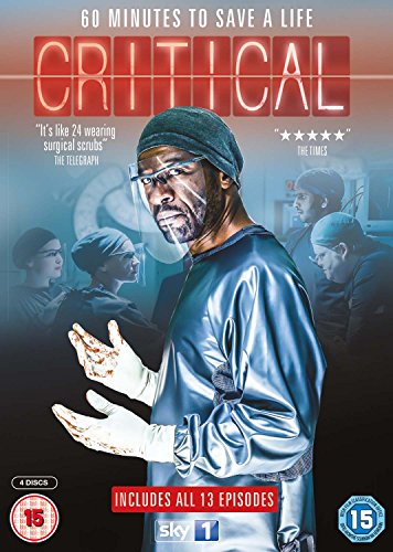 DVD cover for "Critical" featuring a surgeon with blood on his gloved hands.
