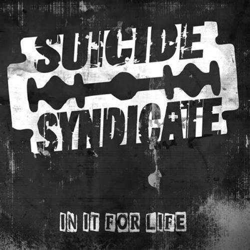 Black and white album cover with band name "Suicide Syndicate" and razor blades.