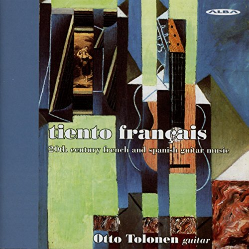 CD cover with abstract geometric design, guitar neck, and text “Tiento Francais”.