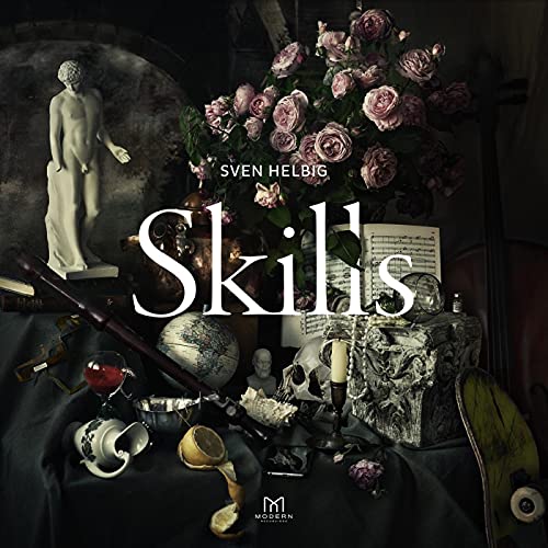 CD cover for Sven Helbig’s “Skills” with art objects and flowers.