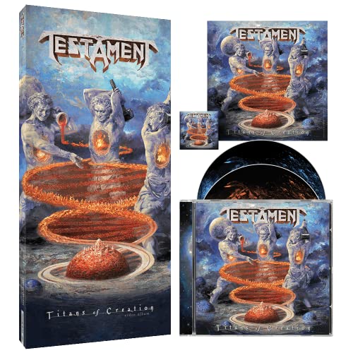 Titans Of Creation" DVD cover with figures and fiery orange spirals.
