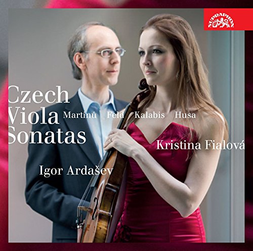 CD cover with man holding viola and woman in red dress.