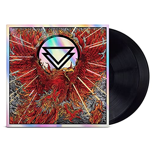 Vinyl record with cover art depicting a phoenix rising from flames.