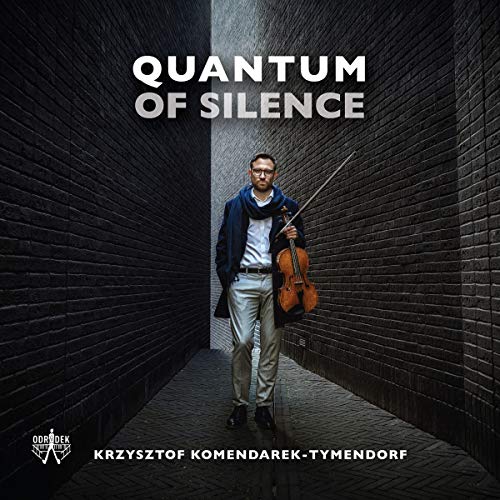 Man holding violin stands in narrow alleyway between dark brick walls, album cover artwork.