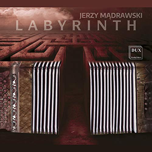 "CD cover with 'Labyrinth' title, maze background, and silver pipes."