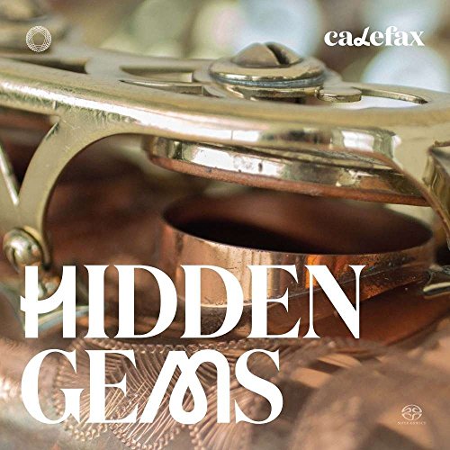 "CD cover with 'Hidden Gems' text, featuring a close-up of a brass instrument."