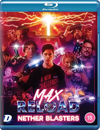 Blu-ray cover art featuring a group of people holding futuristic weapons against red background.