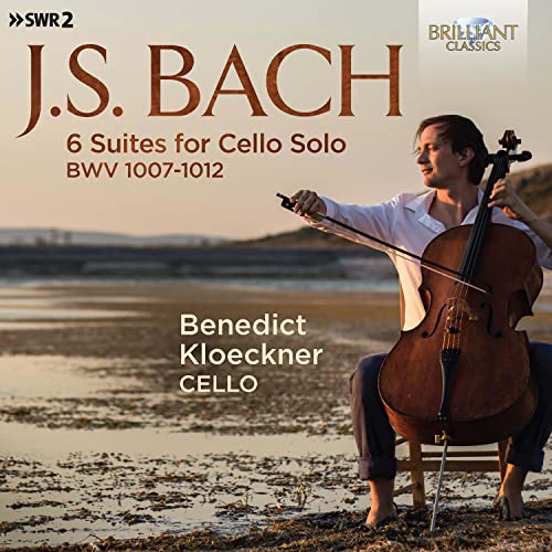 CD cover: cellist Benedict Kloeckner playing in a coastal landscape.