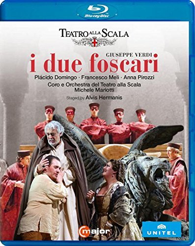 "Blu-ray cover featuring a scene from Verdi's 'I due Foscari' opera performance."