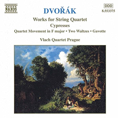 CD cover for Dvorak’s string quartet works with a landscape painting.