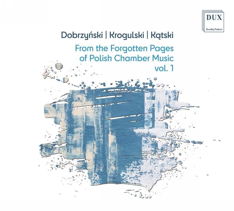 CD cover with abstract blue brushstrokes and composer names listed.