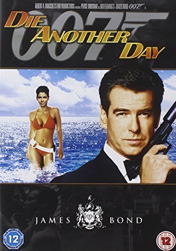 "Die Another Day DVD cover featuring James Bond holding a gun and a bikini-clad woman."