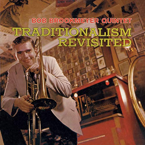 CD cover featuring Bob Brookmeyer with a trombone, vintage aesthetic.