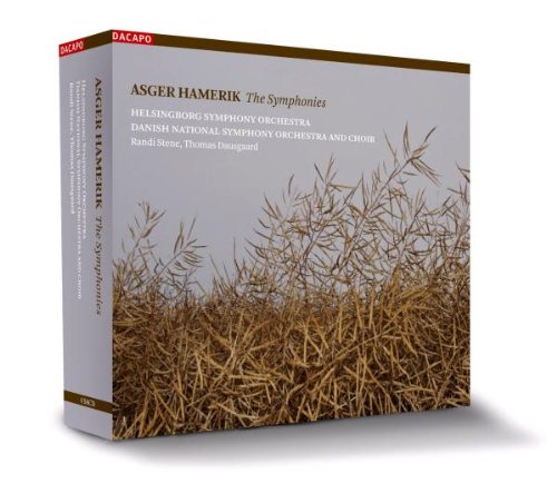 CD case with grass image and text "Asger Hamerik The Symphonies" on grey background.