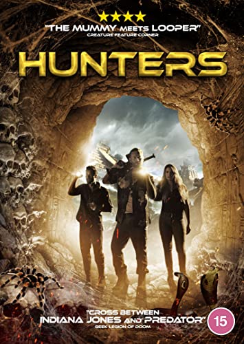 Hunters" DVD cover featuring three figures standing in a cave entrance.
