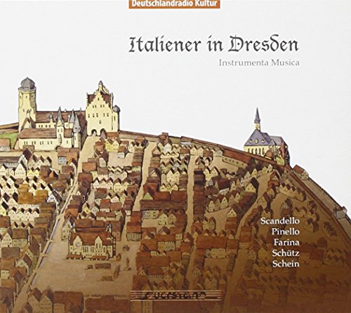 "CD cover featuring an illustration of Dresden with text 'Italiener in Dresden'."