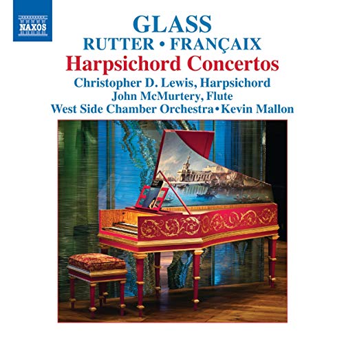 CD cover featuring a red harpsichord with a painted landscape scene.