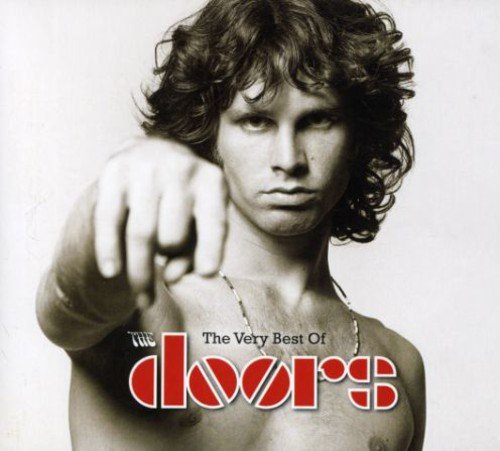 "CD cover featuring black and white image of Jim Morrison pointing towards the camera."