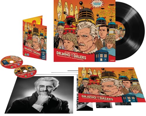 Dr. Who And The Daleks" vinyl set with Blu-ray, discs, and artwork.