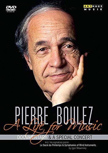 DVD cover featuring Pierre Boulez resting his head on his hand against a black background.