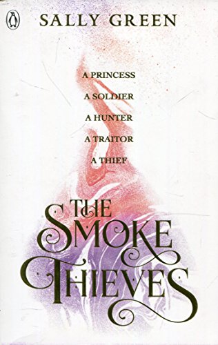 The image is a book cover with a white background and gold text. Alt text: Book cover with gold title "The Smoke Thieves" and author's name.
