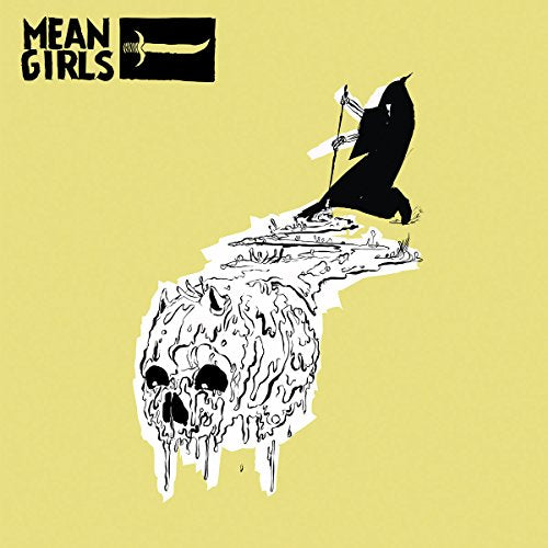 "Album cover with a yellow background, black text, and a grim reaper illustration."