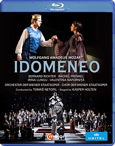 Blu-ray cover for Mozart’s opera *Idomeneo* featuring performers in costume.