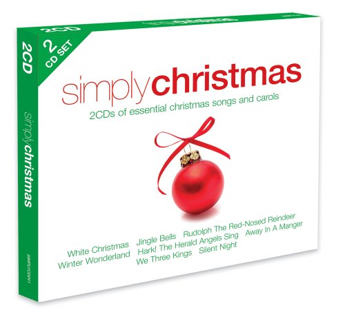 "White box with green accents and red ornament, titled 'Simply Christmas'."