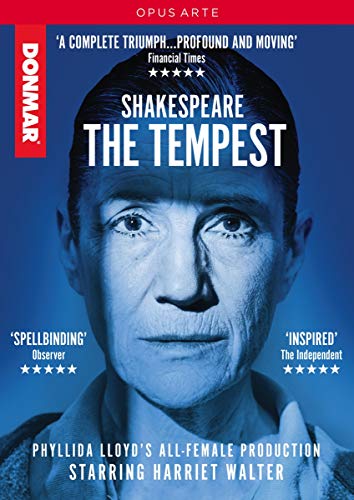 DVD cover for Shakespeare’s “The Tempest” featuring a close-up of a man’s face.