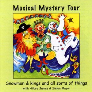 The image is a CD cover with cartoon characters on a yellow background.