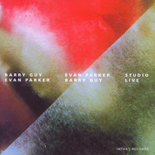"Album cover with abstract red, green, and white background and white artist and label text."