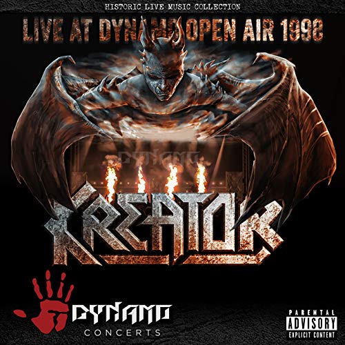 Kreator live album cover featuring a demonic figure with wings and flames.