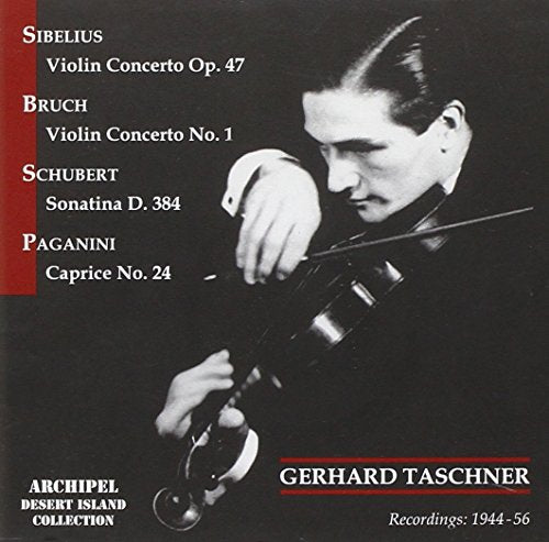 Black and white photo of a violinist playing, CD cover art.