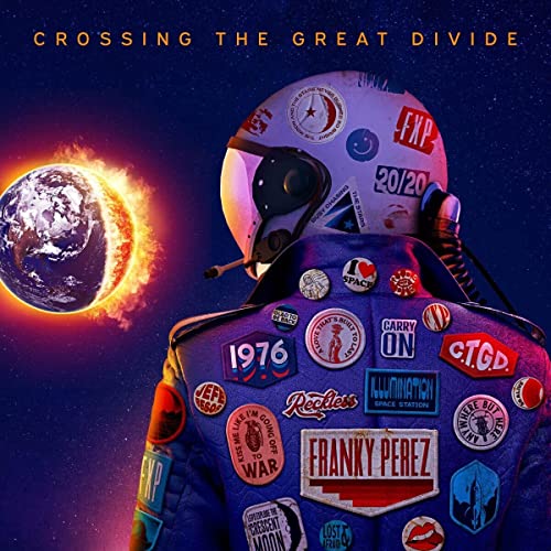 CD cover: astronaut back with Earth and patches, titled "Crossing The Great Divide".