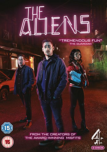 DVD cover for "The Aliens" featuring three young adults standing in a dark street.