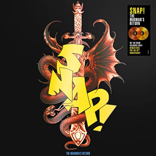 Album cover for Snap! - The Madman’s Return, featuring a sword and dragon.