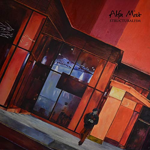 Painted album cover for Alfa Mistās āStructuralismā featuring a building facade.