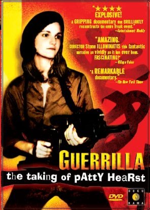 DVD cover for “Guerrilla: The Taking Of Patty Hearst” featuring a woman with a gun.