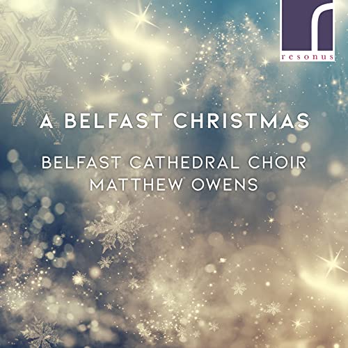 CD cover for "A Belfast Christmas" with snowy, sparkling blue background.