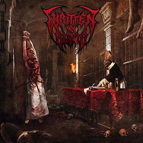 Dark album cover depicting a violent, medieval-style torture scene.