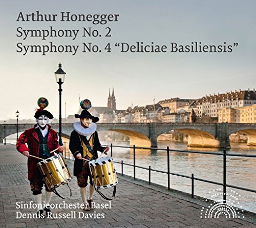 CD cover: Basel cityscape with performers in historical costumes drumming.