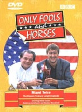 "Only Fools and Horses: Miami Twice" DVD cover featuring two men holding drinks.