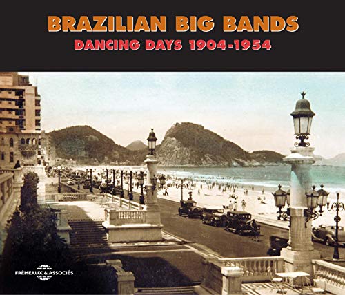 CD cover for “Brazilian Big Bands,” featuring a vintage Rio de Janeiro beach scene.