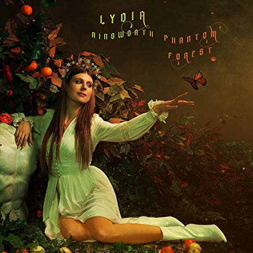 Album cover: Lydia Ainsworth, woman in a forest with a butterfly.