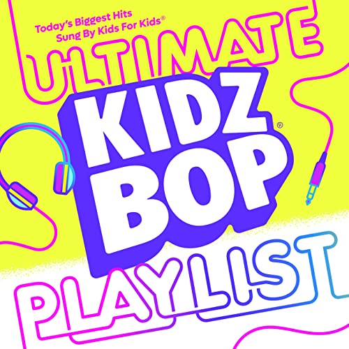 KIDZ BOP Ultimate Playlist CD cover with bright yellow and purple design.