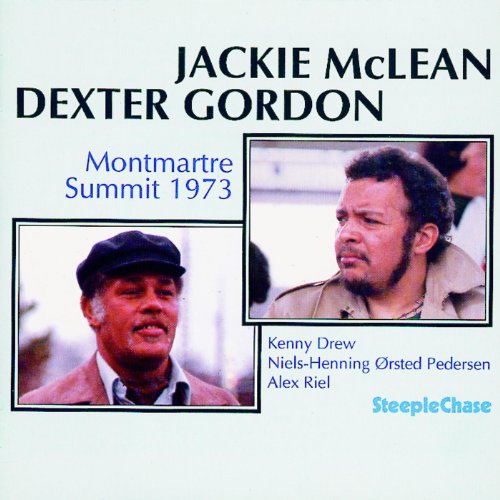 Album cover with two photos of men and text on a pale background.