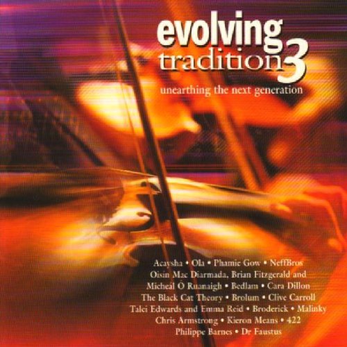 "Evolving Tradition 3" CD cover, orange and red abstract background, violin image.
