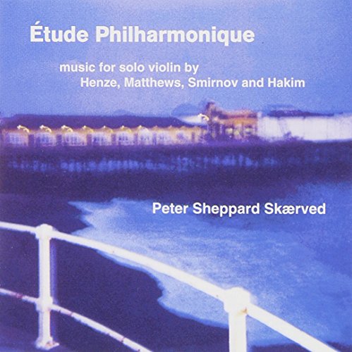 CD cover with a blue-toned image of a building by water.