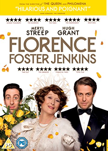 DVD cover for Florence Foster Jenkins featuring Meryl Streep, Hugh Grant, and Simon Helberg.