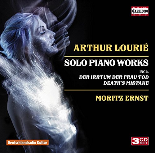 CD cover featuring a ghostly, glowing woman with text reading Arthur Lourié Solo Piano Works.